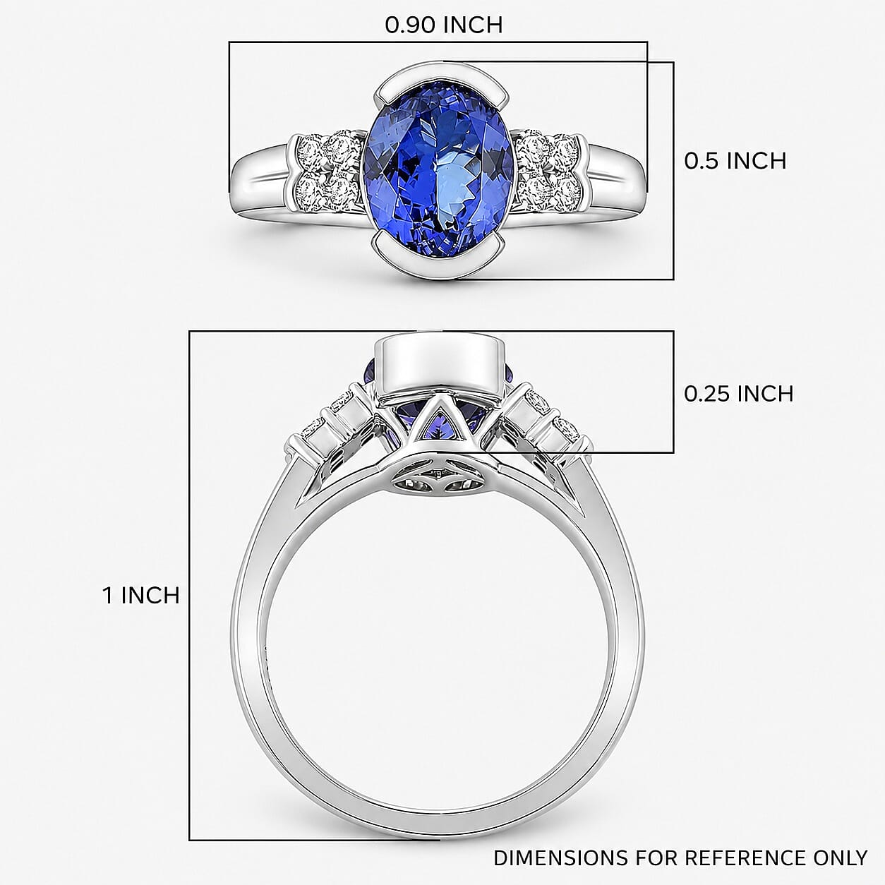 Certified and Appraised Luxoro AAA Tanzanite, Diamond Ring in 10K White Gold 3.00 ctw (Size 5.5)