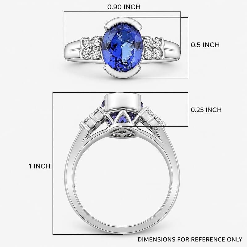 Certified and Appraised Luxoro AAA Tanzanite, Diamond Ring in 10K White Gold 3.00 ctw (Size 5.5)