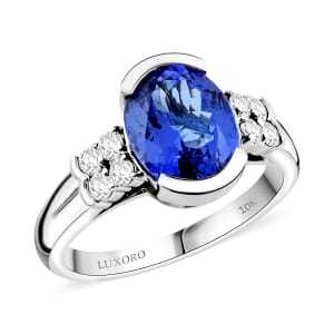 Certified & Appraised Luxoro AAA Tanzanite and I2 Diamond 3.00 ctw Ring in 10K White Gold (Size 6.0)