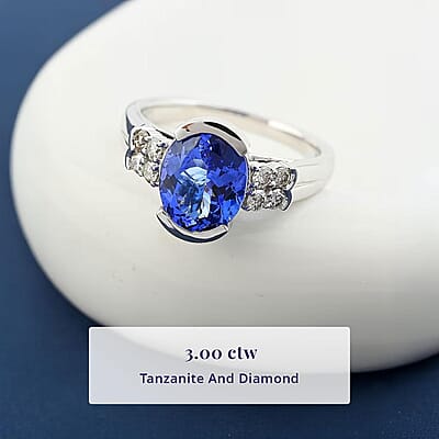 Certified & Appraised Luxoro AAA Tanzanite and Diamond I2 3.00 ctw Ring in 10K White Gold (Size 8.0)