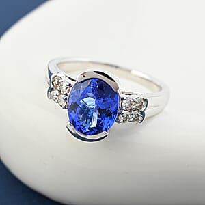 Certified Luxoro AAA Tanzanite, Diamond Ring in 10K White Gold 3.00 ctw (Size 9.0)