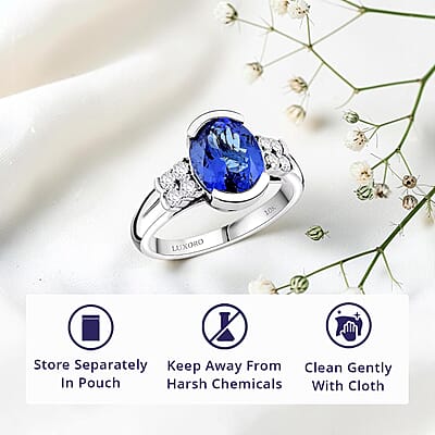 Certified & Appraised Luxoro AAA Tanzanite and Diamond I2 3.00 ctw Ring in 10K White Gold (Size 9.0)
