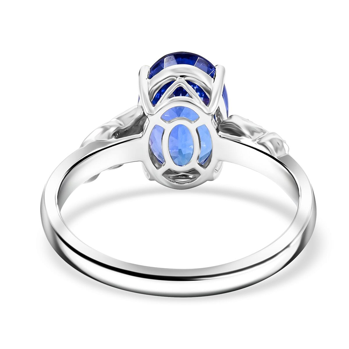 Certified & Appraised Luxoro 10K White Gold AAA Tanzanite, Diamond (I2) (0.18 cts) Ring (Size 5.5) 4.00 ctw image number 4