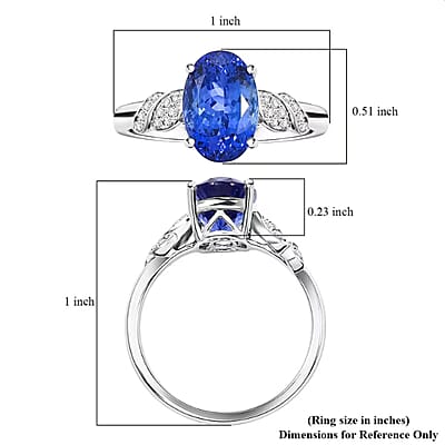 Certified & Appraised Luxoro AAA Tanzanite and I2 Diamond 4.00 ctw Ring in 10K White Gold (Size 8.0)