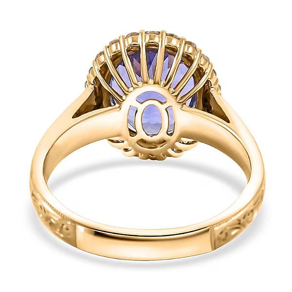 Certified & Appraised Luxoro AAA Tanzanite and I2 Diamond 5.05 ctw Ring in 10K Yellow Gold (Size 6.0)