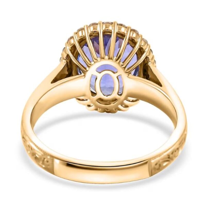 Certified & Appraised Luxoro AAA Tanzanite and I2 Diamond 5.05 ctw Ring in 10K Yellow Gold (Size 6.0)