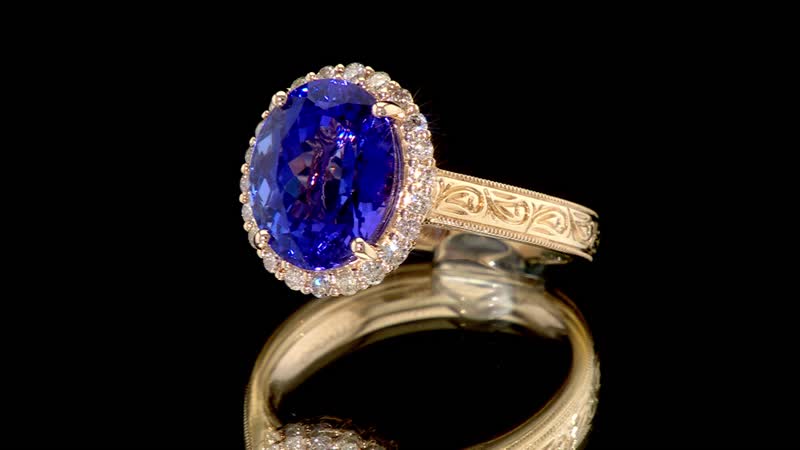 Certified & Appraised Luxoro AAA Tanzanite and I2 Diamond 5.05 ctw Ring in 10K Yellow Gold