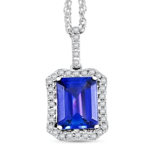 Certified & Appraised Rhapsody AAAA Tanzanite and E-F VS Diamond 2.90 ctw Pendant Necklace (18 Inches) in 950 Platinum