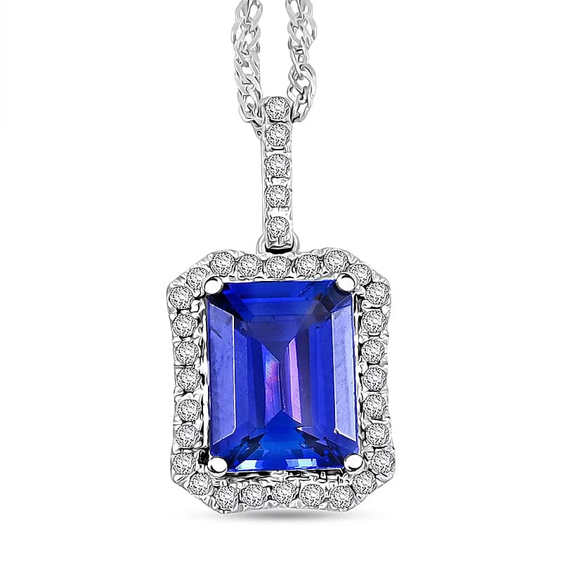 Certified & Appraised Rhapsody AAAA Tanzanite and E-F VS Diamond 2.90 ctw Pendant Necklace (18 Inches) in 950 Platinum