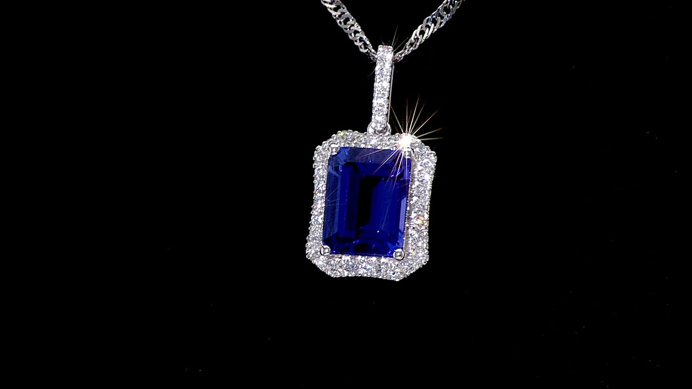 Certified & Appraised Rhapsody AAAA Tanzanite and E-F VS Diamond 2.90 ctw Pendant Necklace (18 Inches) in 950 Platinum