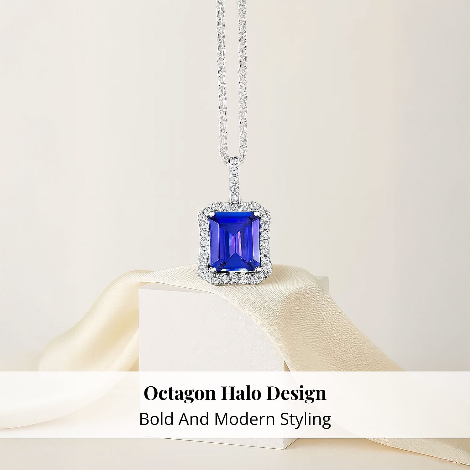 Certified & Appraised Rhapsody AAAA Tanzanite and E-F VS Diamond 2.90 ctw Pendant Necklace (18 Inches) in 950 Platinum