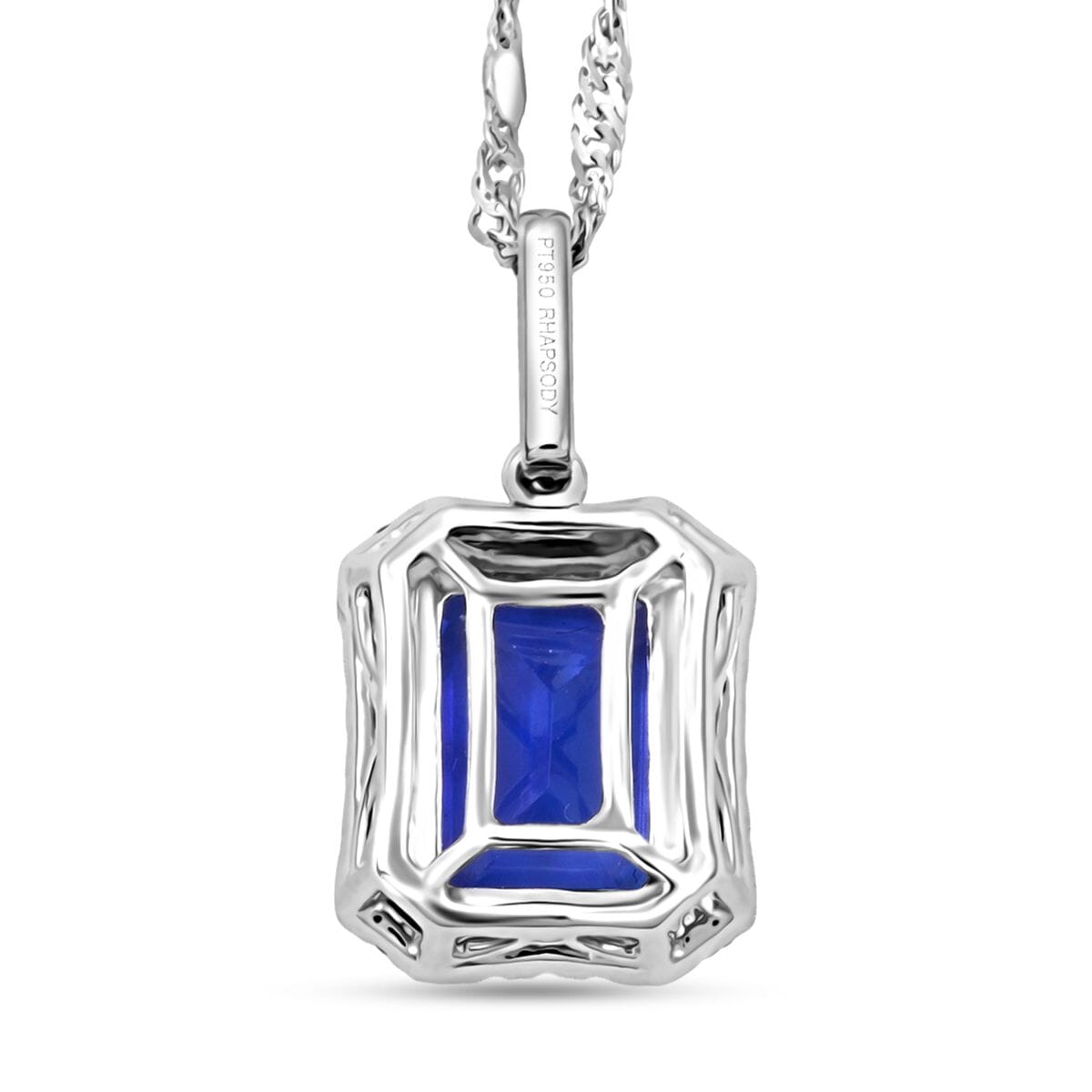 Certified & Appraised Rhapsody AAAA Tanzanite and E-F VS Diamond 2.90 ctw Pendant Necklace (18 Inches) in 950 Platinum image number 4