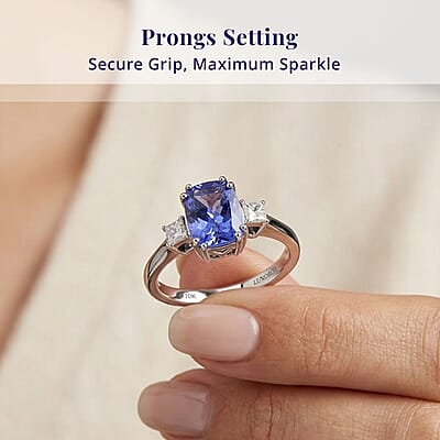 Certified & Appraised Luxoro AAA Tanzanite and I2 Diamond 2.25 ctw Ring in 10K White Gold (Size 10.0)