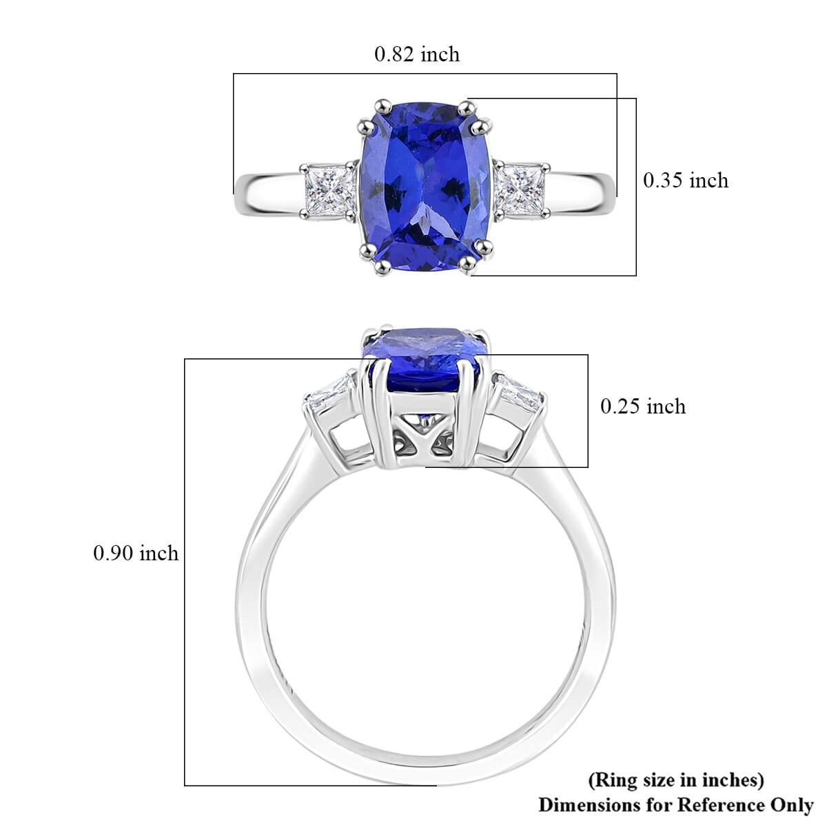 Certified & Appraised Luxoro 10K White Gold AAA Tanzanite, Diamond (I2) (0.20 cts) Ring (Size 10.0) 2.25 ctw image number 5