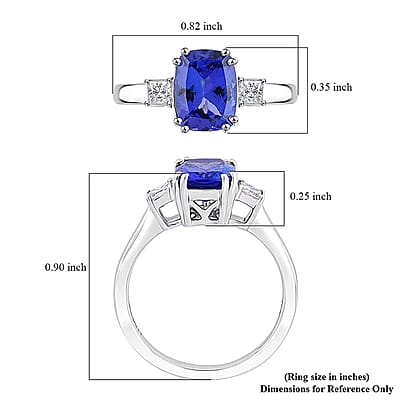 Certified & Appraised Luxoro AAA Tanzanite and I2 Diamond 2.25 ctw Ring in 10K White Gold (Size 10.0)