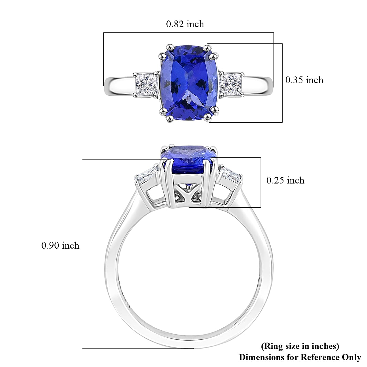 Certified & Appraised Luxoro 10K White Gold AAA Tanzanite, Diamond (I2) (0.20 cts) Ring (Size 11.5) 2.25 ctw image number 5