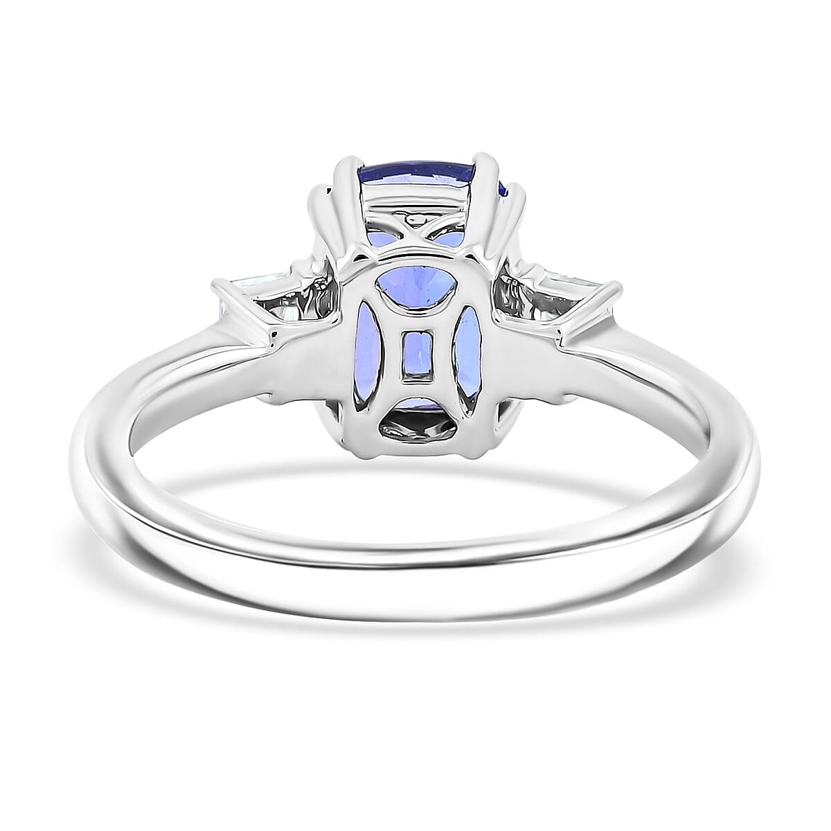 Certified & Appraised Luxoro 10K White Gold AAA Tanzanite, Diamond (I2) (0.20 cts) Ring (Size 5.5) 2.25 ctw image number 4