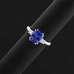 Certified & Appraised Luxoro AAA Tanzanite and I2 Diamond 2.25 ctw Ring in 10K White Gold (Size 6.0)