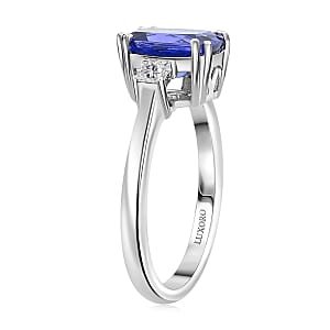 Certified & Appraised Luxoro 10K White Gold AAA Tanzanite, Diamond (I2) (0.20 cts) Ring (Size 9.5) 2.25 ctw