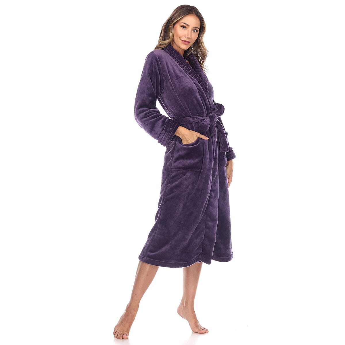White Mark Purple Lounge Robe L/XL image number 3