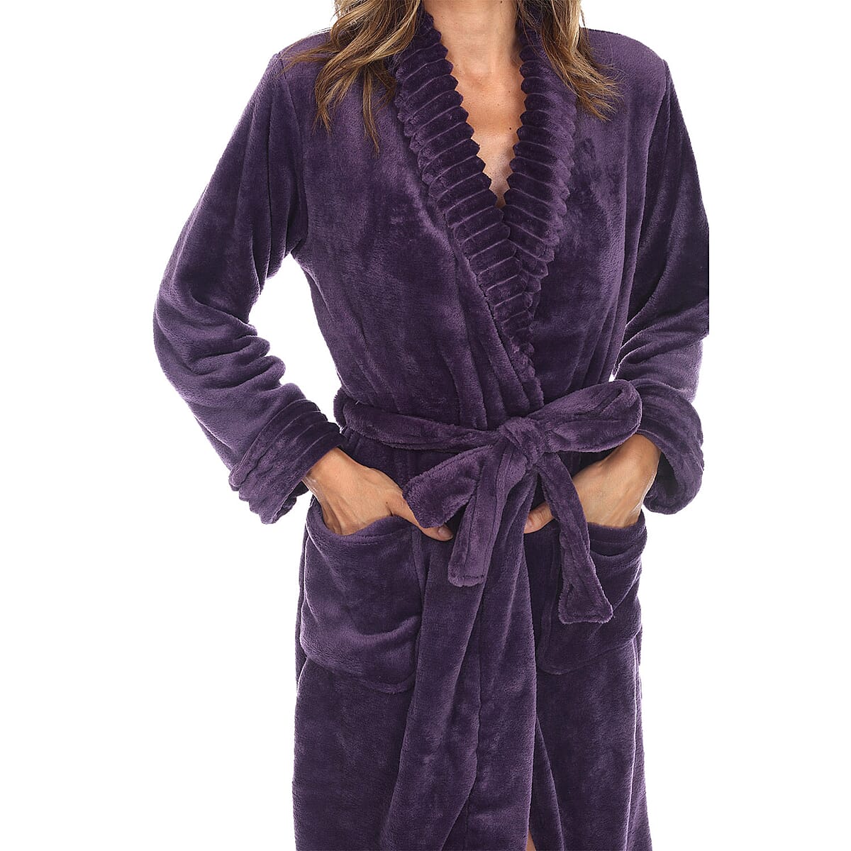 White Mark Purple Lounge Robe L/XL image number 4