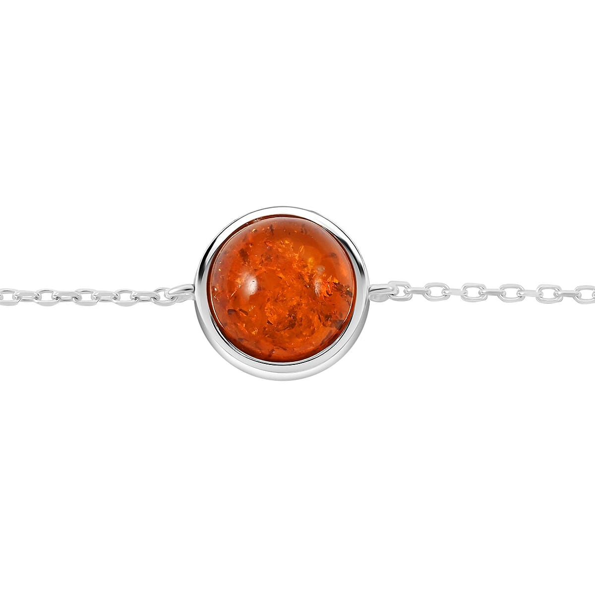 Baltic Amber Round Bracelet in Sterling Silver (6.00 In) image number 2