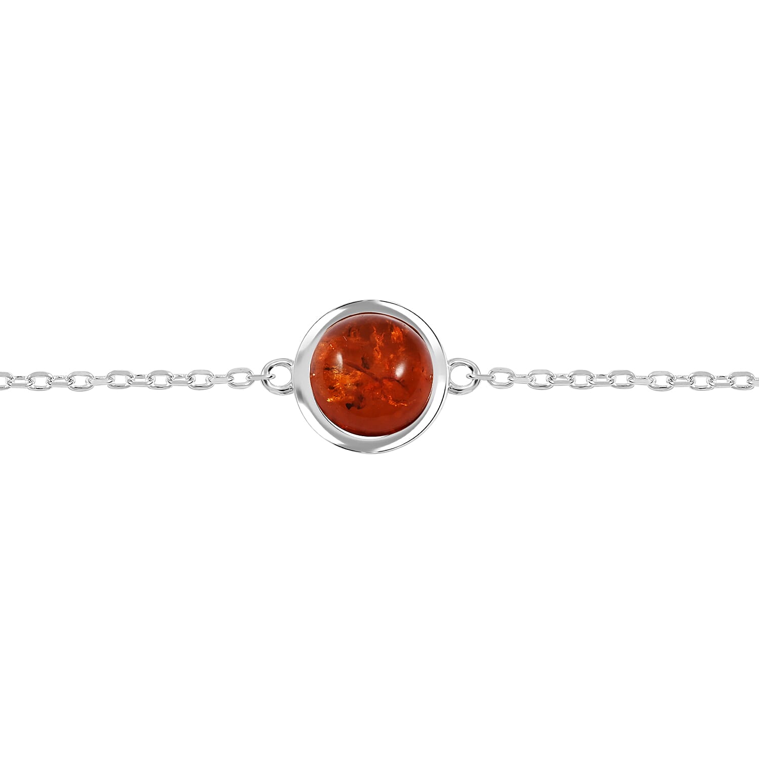 Baltic Amber Round Bracelet in Sterling Silver (6.00 In)