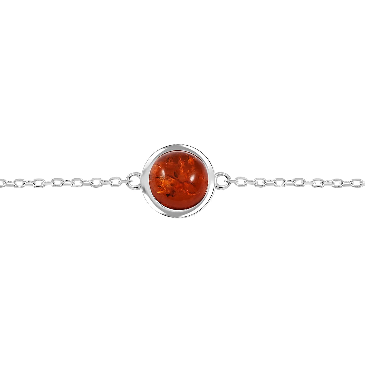 Baltic Amber Round Bracelet in Sterling Silver (6.00 In) image number 4