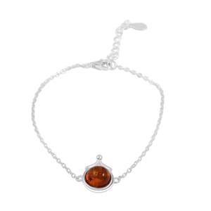 Baltic Amber Round Bracelet in Sterling Silver (6.00 In)