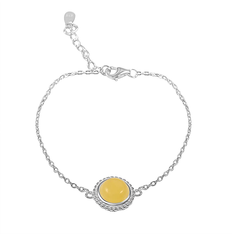 Butterscotch Amber Bracelet in Sterling Silver (6.00 In)