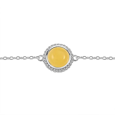 Butterscotch Amber Bracelet in Sterling Silver (6.00 In)