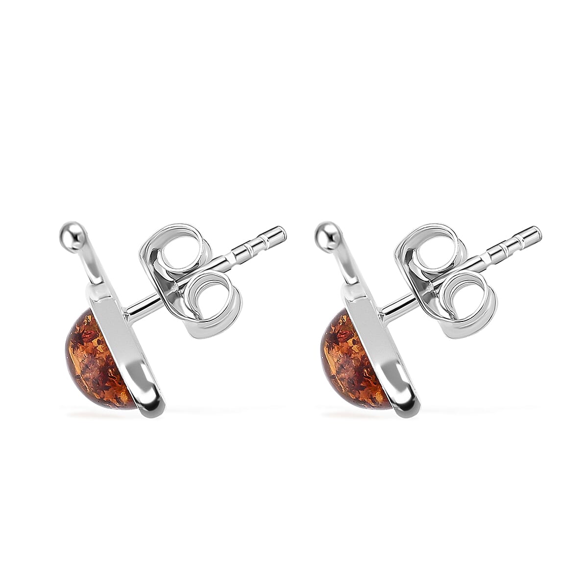 Baltic Amber Round Earrings in Sterling Silver image number 3