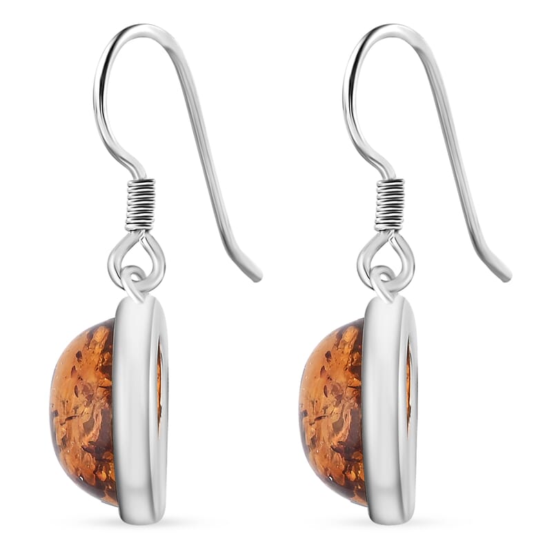 Amber Round Earrings in Sterling Silver