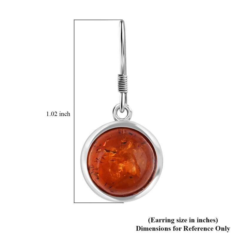 Amber Round Earrings in Sterling Silver
