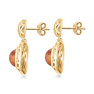 Baltic Amber Round Earrings in 14K YG Over Sterling Silver
