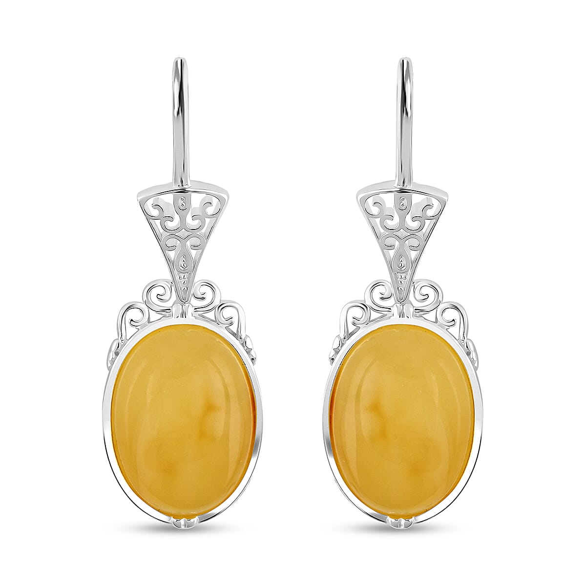 Butterscotch Amber Drop Earrings in Sterling Silver