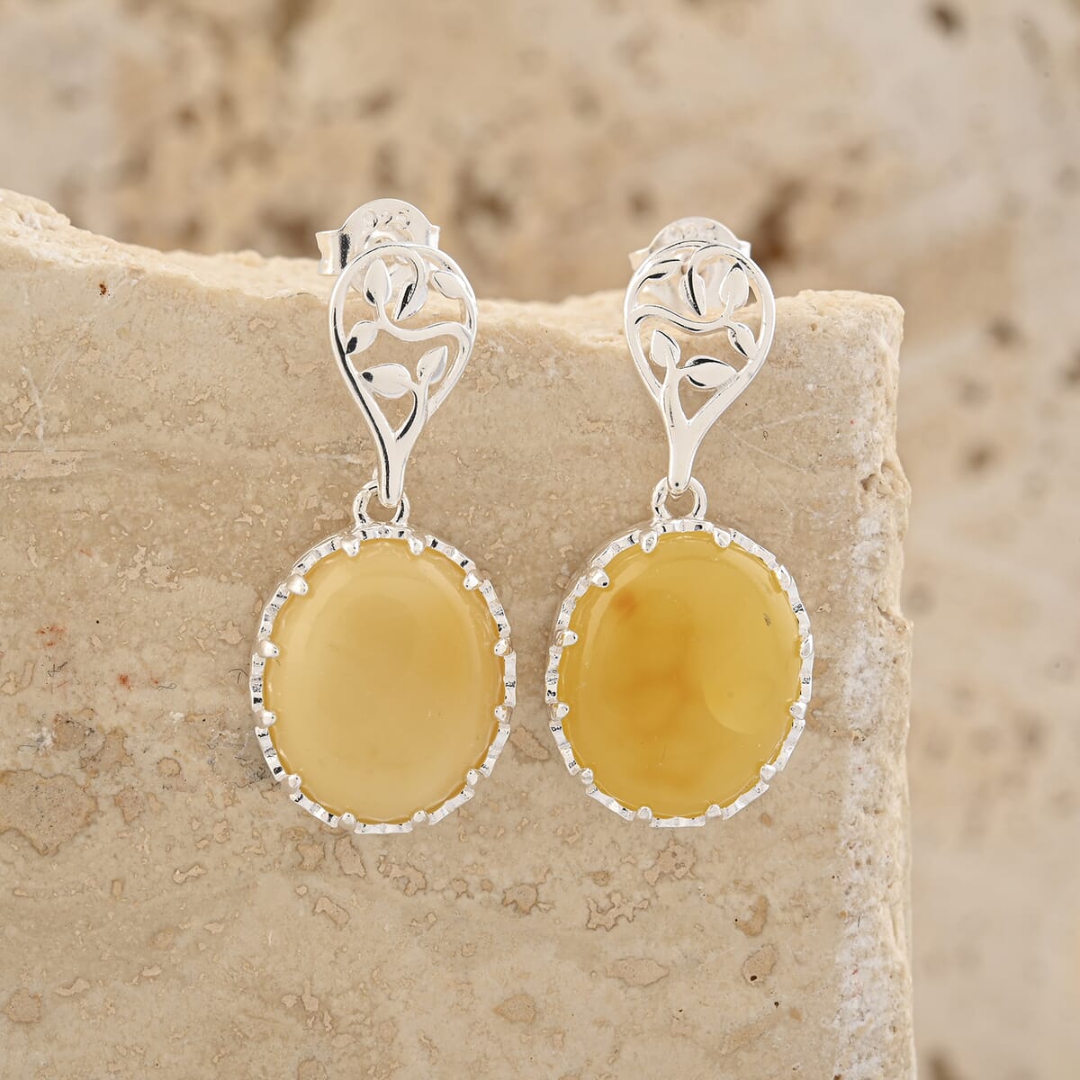 Butterscotch Amber Earrings in Sterling Silver image number 1