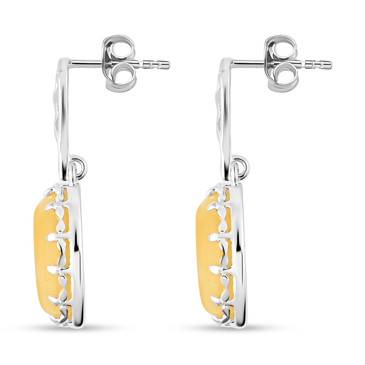 Butterscotch Amber Earrings in Sterling Silver image number 3