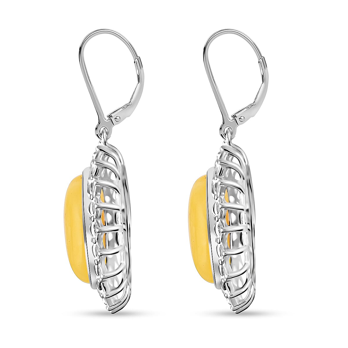 Butterscotch Amber Halo Earrings in Sterling Silver