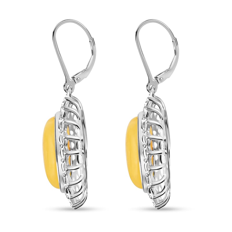 Butterscotch Amber Halo Earrings in Sterling Silver