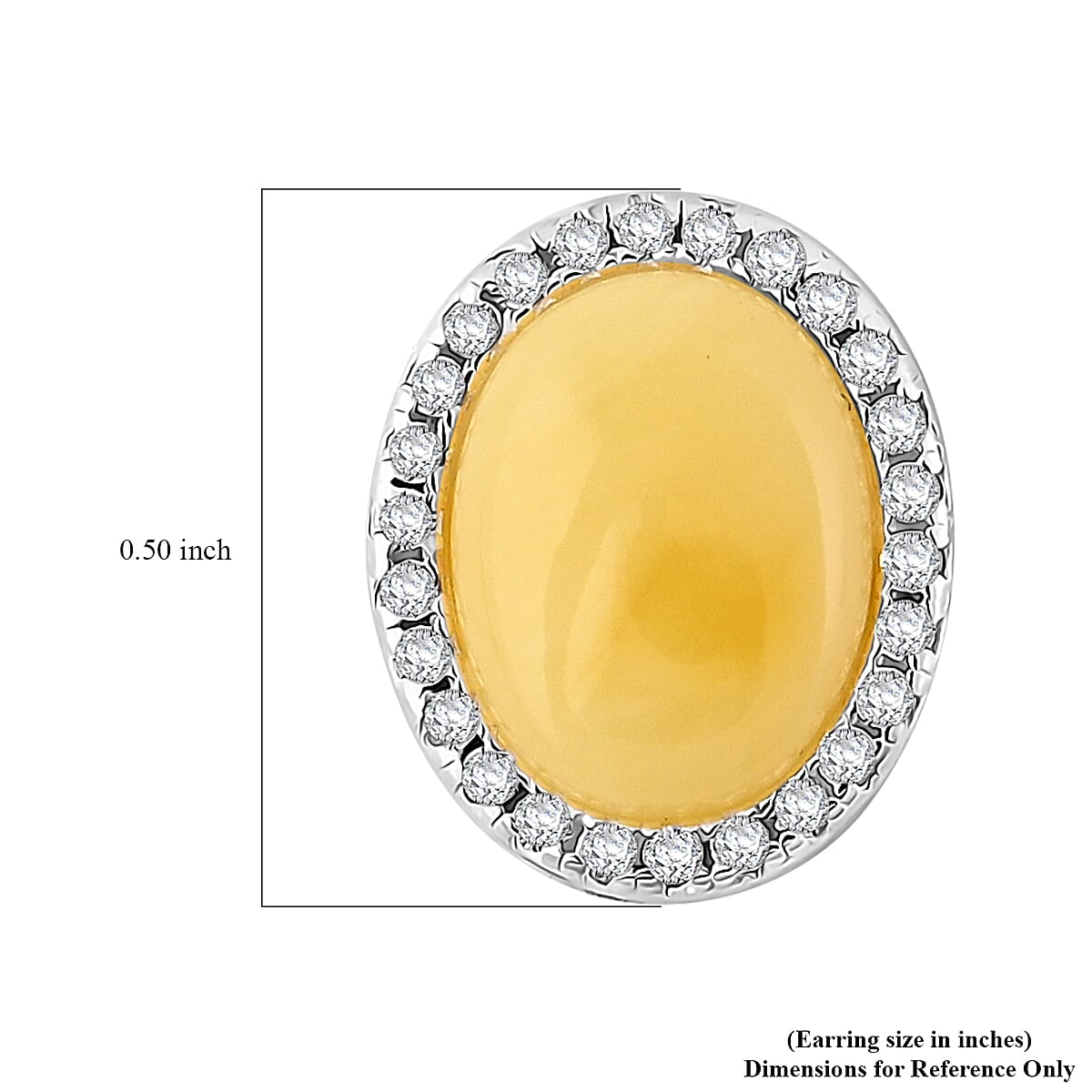 Butterscotch Amber and Crystal Oval Earrings in Sterling Silver