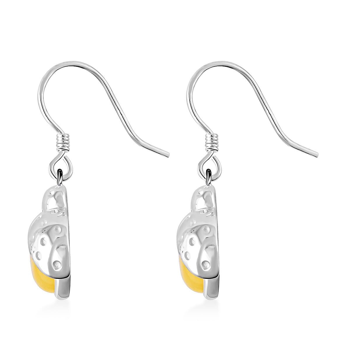 Butterscotch Amber Round Earrings in Sterling Silver image number 3