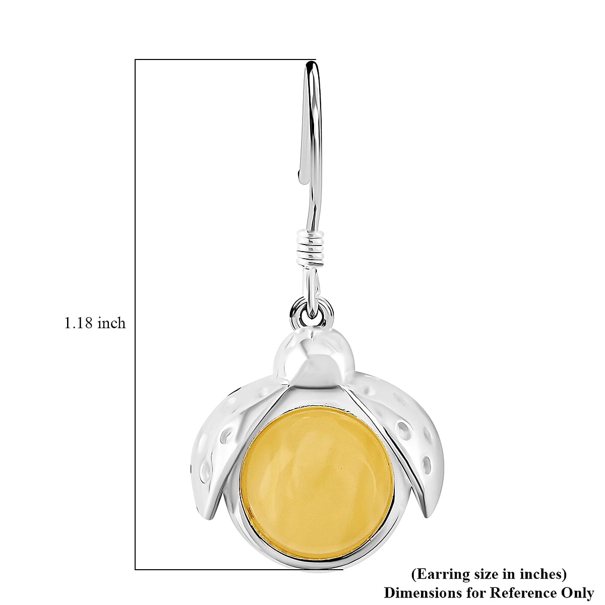 Butterscotch Amber Round Earrings in Sterling Silver image number 4