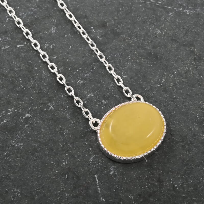 Butterscotch Amber Necklace in Sterling Silver