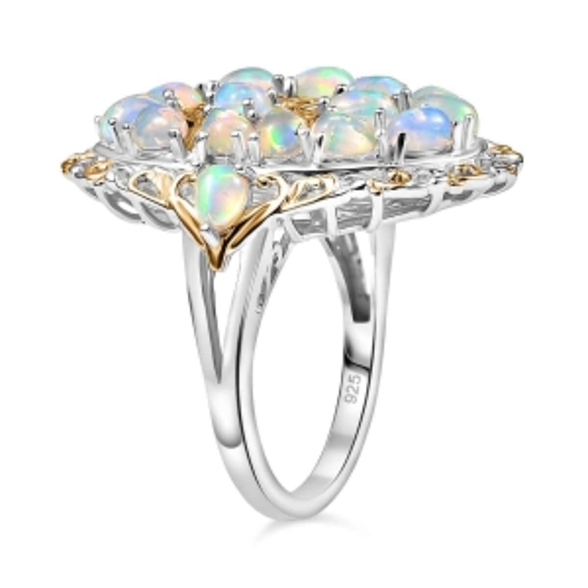 Ethiopian Welo Opal 2.12 ctw Cluster Ring in Rhodium Over Sterling Silver (Size 8) image number 4