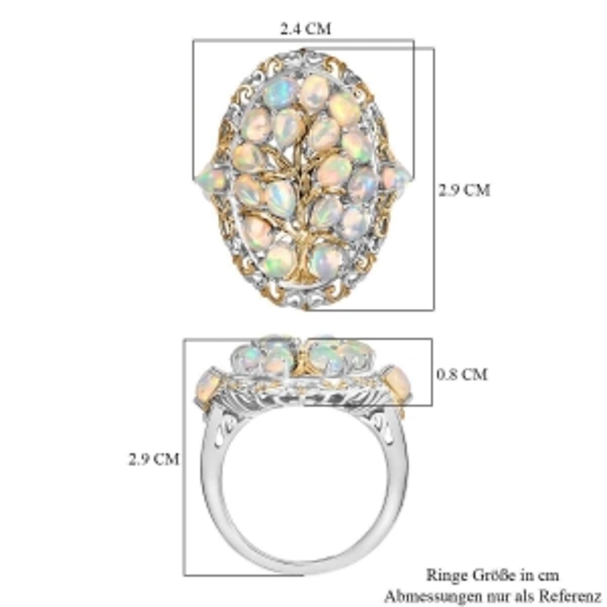 Ethiopian Welo Opal 2.12 ctw Cluster Ring in Rhodium Over Sterling Silver (Size 8) image number 6