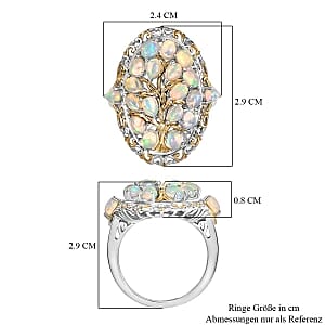 Ethiopian Welo Opal 2.12 ctw Cluster Ring in Rhodium Over Sterling Silver (Size 9)
