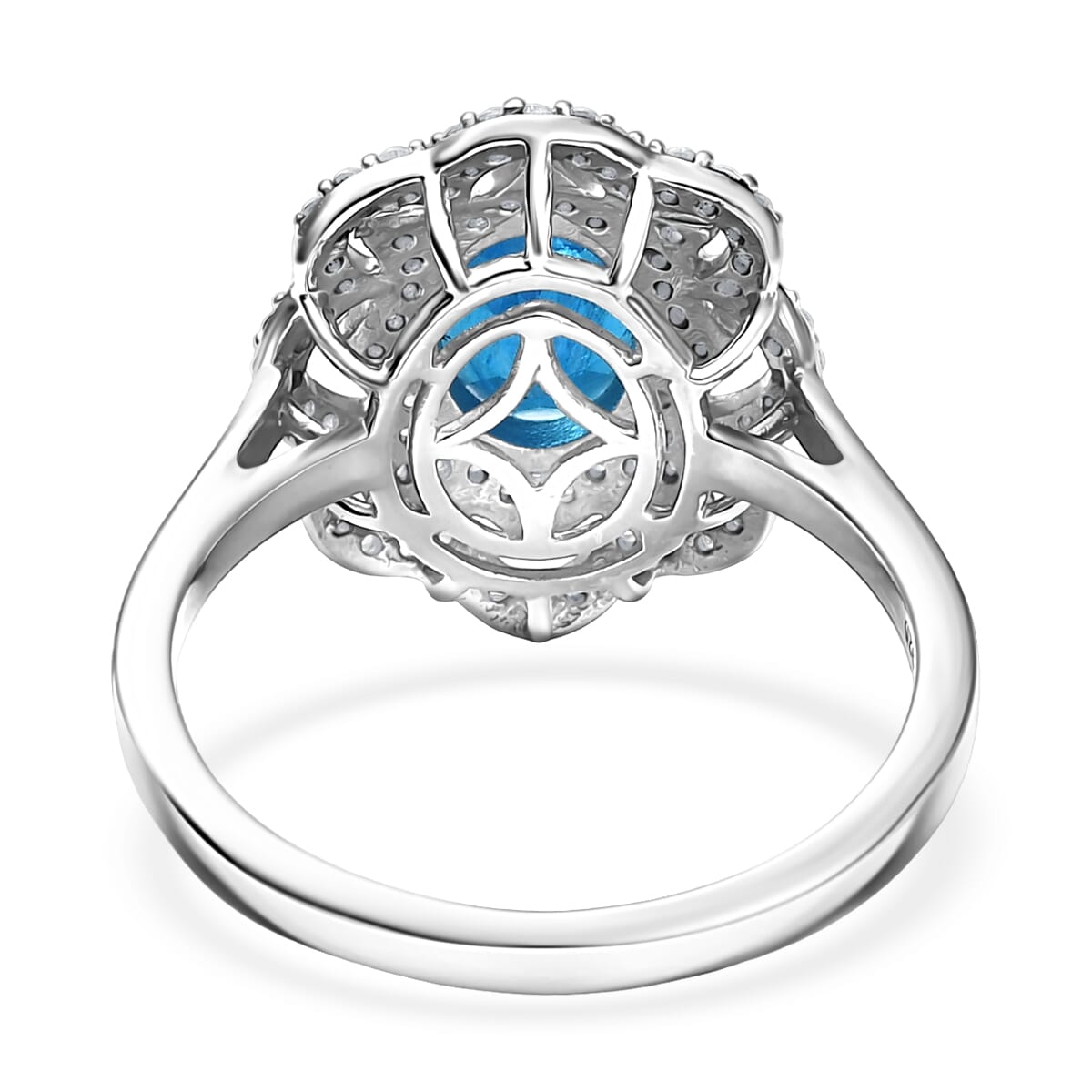 Malgache Neon Apatite and White Zircon 2.60 ctw Ring in Rhodium Over Sterling Silver (Size 10.0) image number 4