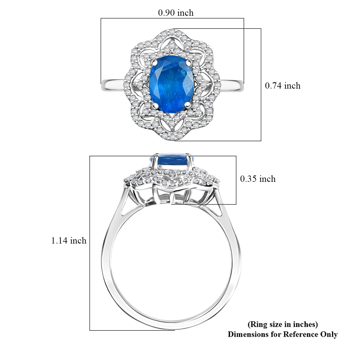 Malgache Neon Apatite and White Zircon 2.60 ctw Ring in Rhodium Over Sterling Silver (Size 10.0) image number 5