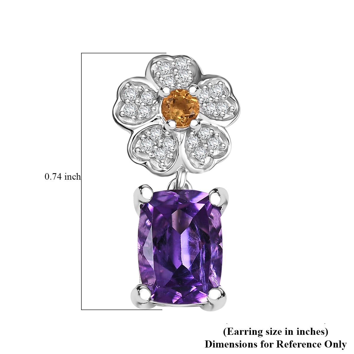 GP Italian Garden Collection African Amethyst and Multi Gemstone 3.10 ctw Floral Earrings in Rhodium Over Sterling Silver image number 5